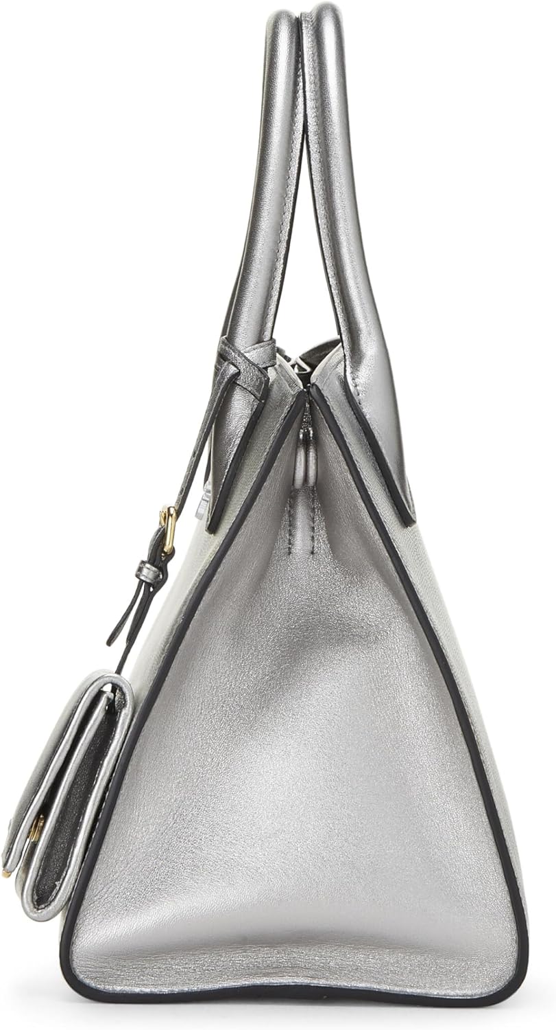 Pre-Loved Silver Saffiano Leather Monochrome Bag Small, Silver